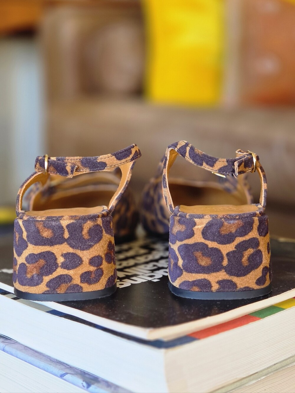 Sezane Paula Babies Leopard Suede Slingback Block Heel Mary Janes NWOT - Picture 3 of 7